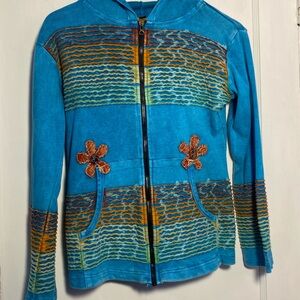 Karma Circle Vintage Style Hoodie Size Medium Women’s Women’s Flower Stich